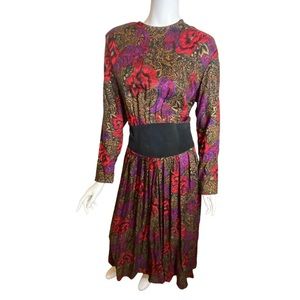 Vintage 80s SK & Company Floral Paisley Dress Size 16